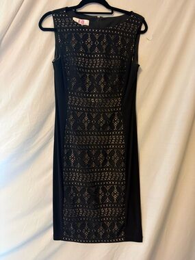 9&Co. Sleeveless Black Lace-Panel Midi Dress